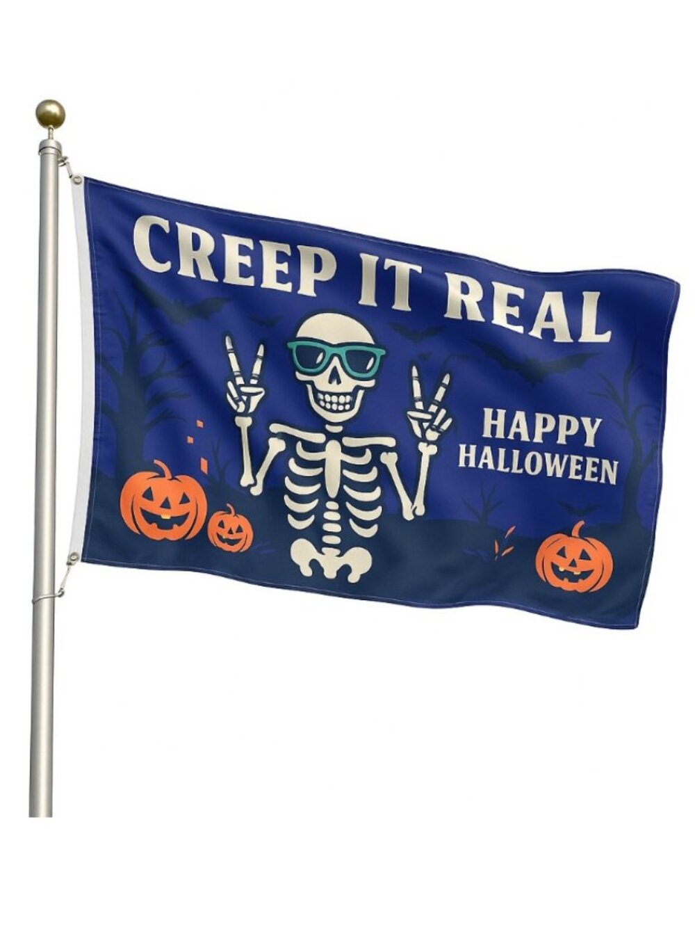 Creep It Real Halloween Flag Skeleton Happy Halloween Spooky Fall Decor Gifts